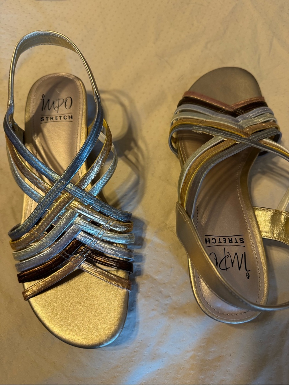 Impo Stretch Women's Metallic Multi-Strap Slingback Sandals - Gold, Silver, Bron - Picture 4 of 14